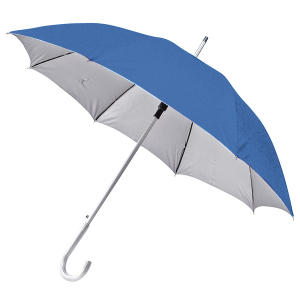 Зонт-трость SILVER, пластиковая ручка, полуавтомат, цвет синий с серебристым
