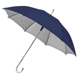 Зонт-трость SILVER, пластиковая ручка, полуавтомат, цвет темно-синий с серебристым