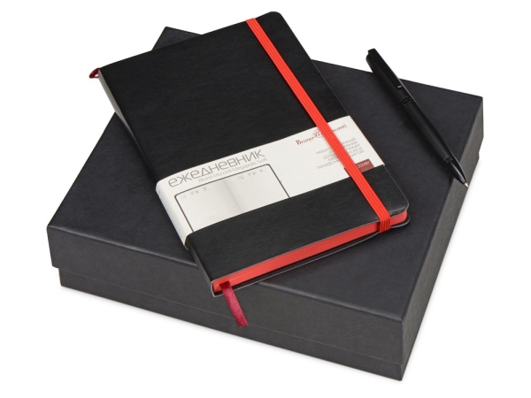 Подарочный набор Bruno Visconti «Megapolis Soft»: ежедневник А5 недат., ручка шарик., цвет черный/красный