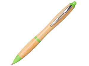 Шариковая ручка Nash из бамбука, цвет натуральный/зеленое яблоко