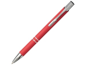 Шариковая кнопочная ручка Moneta с матовым антискользящим покрытием, цвет красный