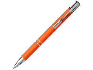 Шариковая кнопочная ручка Moneta с матовым антискользящим покрытием, цвет оранжевый