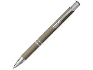 Шариковая кнопочная ручка Moneta с матовым антискользящим покрытием, цвет темно-серый