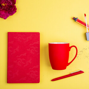 Набор подарочный RUBY BABE: бизнес-блокнот, ручка, кружка, коробка, стружка, цвет красный