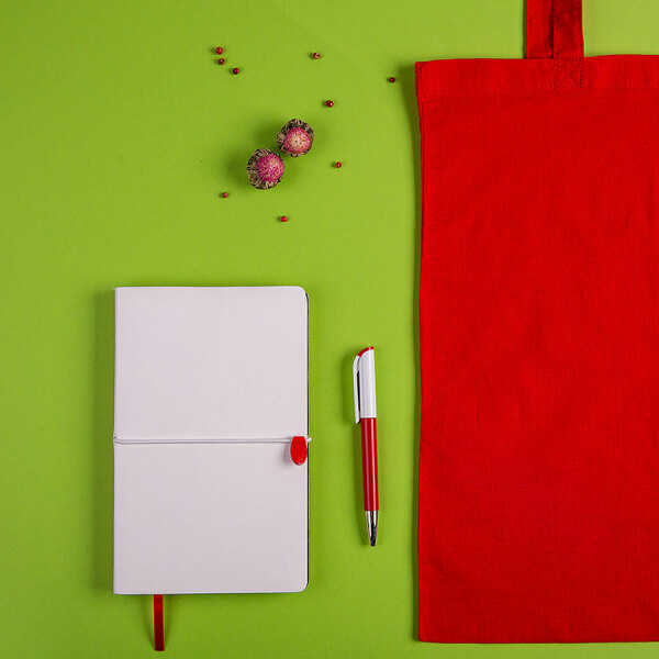 Набор подарочный WHITEYOU: бизнес-блокнот, ручка, сумка, цвет красный