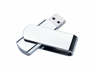 USB-флешка металлическая поворотная на 16 ГБ 3.0, серебристый/матовый