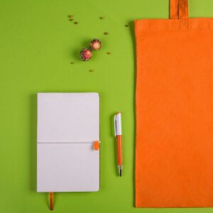 Набор подарочный WHITEYOU: бизнес-блокнот, ручка, сумка, цвет оранжевый