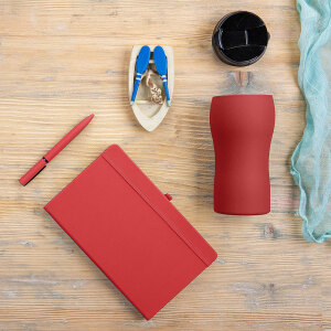 Набор подарочный SILKYWAY: термокружка, блокнот, ручка, коробка, стружка, цвет красный