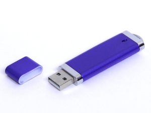 USB-флешка промо на 128 Гб прямоугольной классической формы, цвет синий