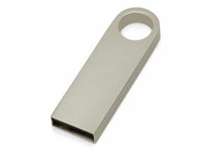 USB-флешка на 8 Гб с мини чипом, компактный дизайн с круглым отверстием, цвет серебро