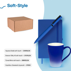 Набор подарочный SOFT-STYLE: бизнес-блокнот, ручка, кружка, коробка, стружка