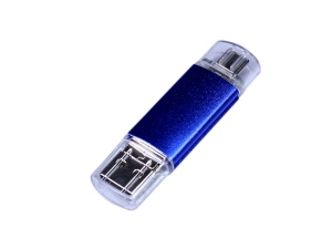 USB 2.0/micro USB/Type-C- флешка на 16 Гб, синий