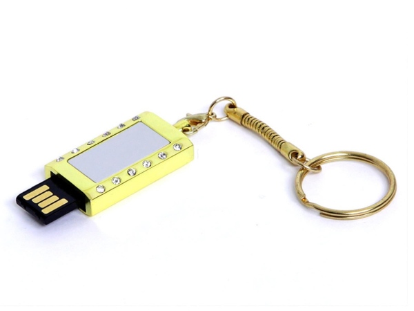 USB 2.0- флешка на 16 Гб «Кулон» с кристаллами и мини чипом, золотой
