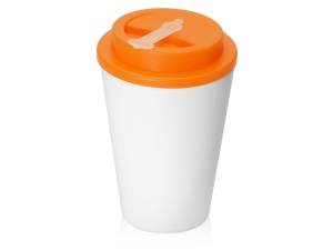 Пластиковый стакан с двойными стенками «Take away», белый/оранжевый