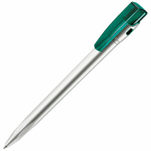 Ручка шариковая KIKI SAT, цвет зеленый с серебристым