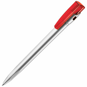Ручка шариковая KIKI SAT, цвет красный с серебристым