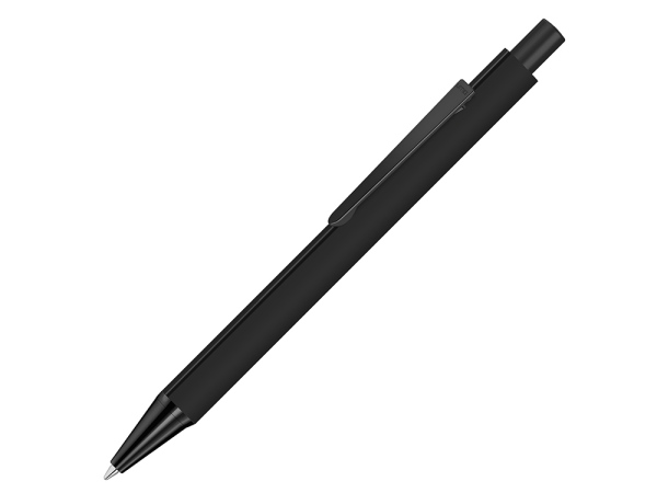 Ручка шариковая металлическая «Pyra M» soft-touch с зеркальной гравировкой и черными деталями, цвет черный