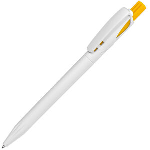 Ручка шариковая TWIN WHITE, цвет ярко желтый с белым