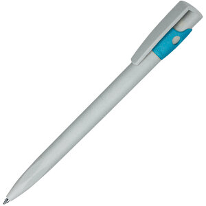 Ручка шариковая из экопластика KIKI ECOLINE, цвет голубой с серым
