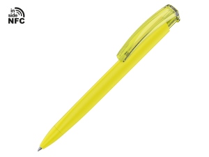 Ручка пластиковая шариковая трехгранная «Trinity K transparent Gum» soft-touch с чипом передачи информации NFC, желтый