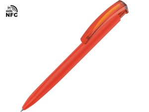 Ручка пластиковая шариковая трехгранная «Trinity K transparent Gum» soft-touch с чипом передачи информации NFC, оранжевый