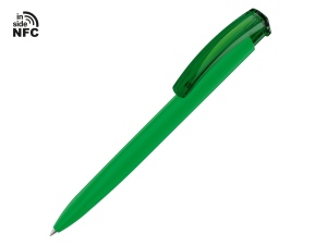 Ручка пластиковая шариковая трехгранная «Trinity K transparent Gum» soft-touch с чипом передачи информации NFC, зеленый