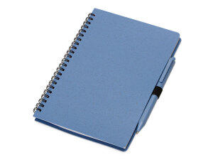 Блокнот А5 «Toledo M», цвет синий + ручка шариковая «Pianta» из пшеничной соломы, цвет синий