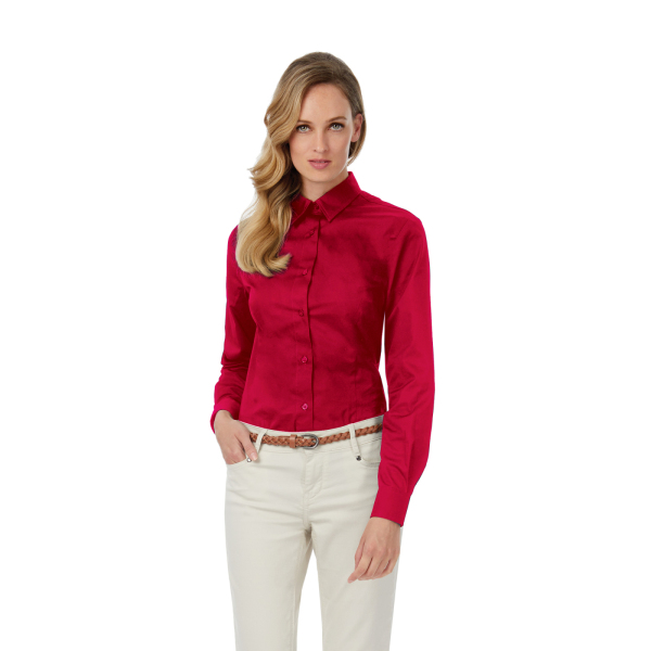 Рубашка женская с длинным рукавом Sharp LSL/women,цвет  темно-красный, размер S