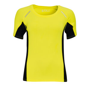 Футболка женская для бега SYDNEY WOMEN 180, цвет желтый с черным, размер XS