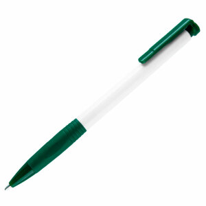 N13, ручка шариковая с грипом, пластик, цвет белый, темно-зеленый
