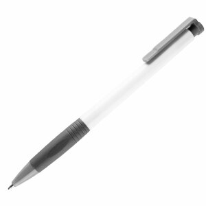 N13, ручка шариковая с грипом, пластик, цвет белый, серый