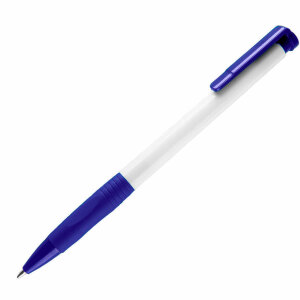 N13, ручка шариковая с грипом, пластик, цвет белый, темно-синий