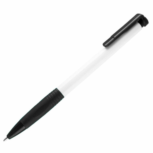 N13, ручка шариковая с грипом, пластик, цвет белый, черный