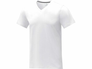 Somoto Мужская футболка с коротким рукавом и V-образным вырезом , белый, размер XS