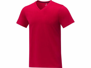 Somoto Мужская футболка с коротким рукавом и V-образным вырезом , красный, размер XS