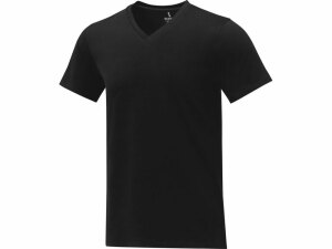 Somoto Мужская футболка с коротким рукавом и V-образным вырезом , черный, размер XS