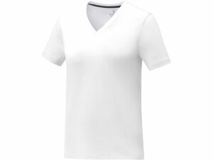 Somoto Женская футболка с коротким рукавом и V-образным вырезом , белый, размер XS