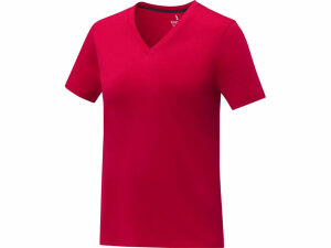 Somoto Женская футболка с коротким рукавом и V-образным вырезом , красный, размер XS