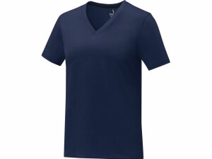 Somoto Женская футболка с коротким рукавом и V-образным вырезом , темно-синий, размер XS