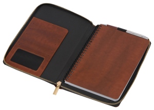 Бизнес-блокнот на молнии А5 «Fabrizio» с RFID защитой и ручкой, цвет коричневый