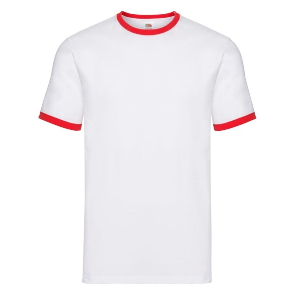 Футболка мужская RINGER T 160, цвет белый с красным, размер 2XL