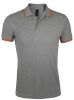 Рубашка поло мужская Pasadena Men 200 с контрастной отделкой, серый меланж/оранжевый, размер XL
