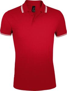 Рубашка поло мужская Pasadena Men 200 с контрастной отделкой, цвет красная с белым, размер XXL