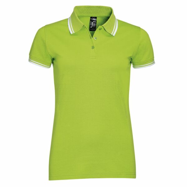 Рубашка поло женская Pasadena Women 200 с контрастной отделкой, зеленый лайм/белый, размер XL