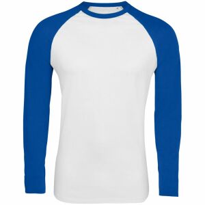Футболка мужская с длинным рукавом Funky LSL белая с ярко-синим, размер XXL