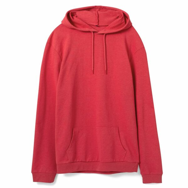 Толстовка с капюшоном унисекс Hoodie, красный меланж, размер M