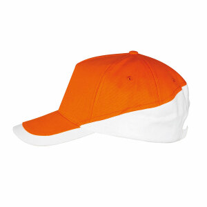 Бейсболка BOOSTER 260, 5 клиньев, металлическая застежка, цвет оранжевый с белым, размер универсальный