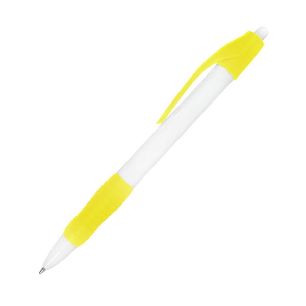 Ручка шариковая с грипом N4, цвет желтый с белым