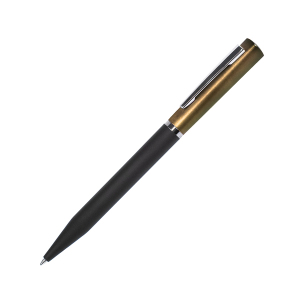 Ручка шариковая M1, пластик, металл, покрытие soft touch, цвет золотистый с черным