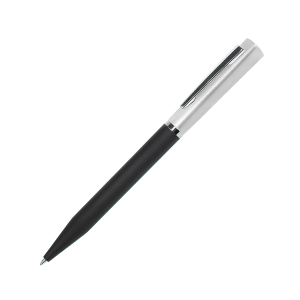 Ручка шариковая M1, пластик, металл, покрытие soft touch, цвет серебристый с черным